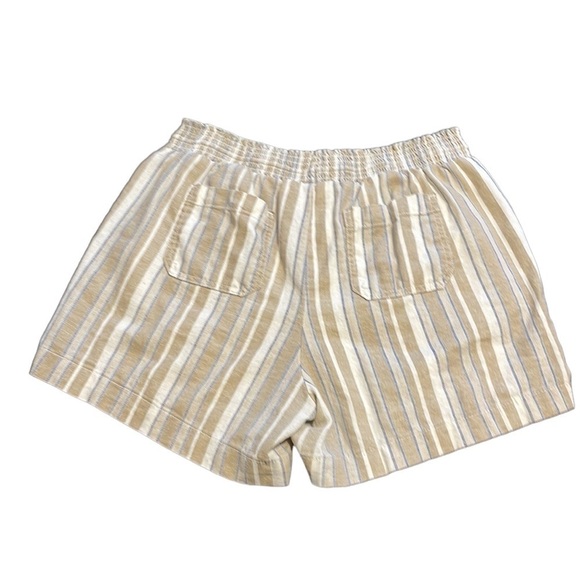 Briggs New York | Women's | Beige Striped Pull On Linen Blend Short - Size Large - Picture 3 of 11